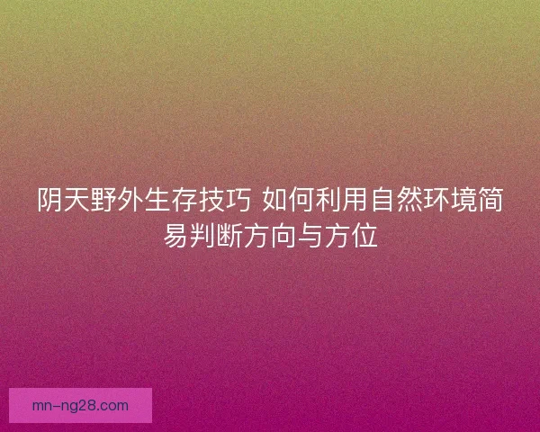 阴天野外生存技巧 如何利用自然环境简易判断方向与方位